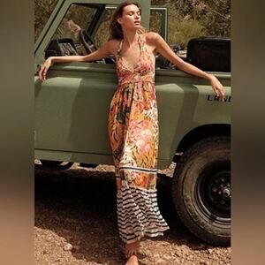 Agua Bendita Ashley Seed Maxi Dress Mesh Colorful Size S NWT